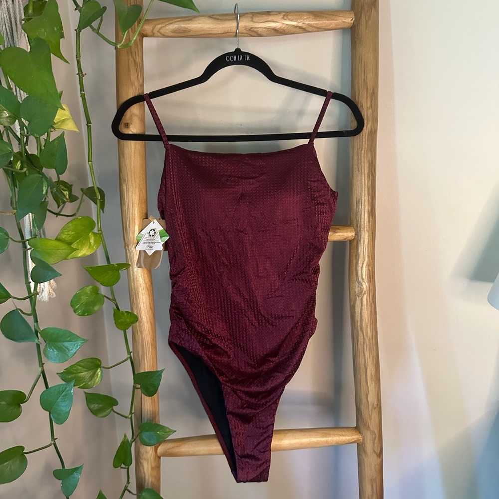 Burgundy One-Piece Swimsuit